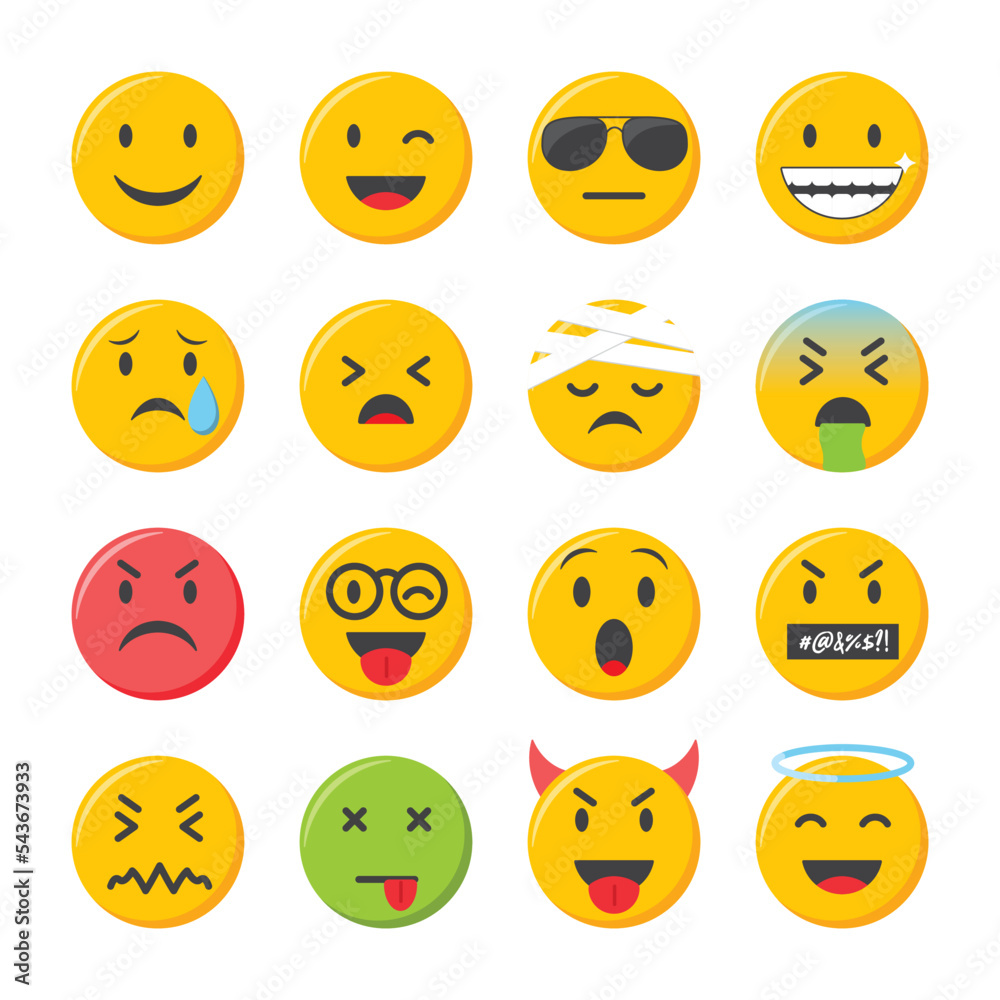 Emoji icons set. Emoticons collection vector illustration Emoji icons set. Emoticons collection vector illustration