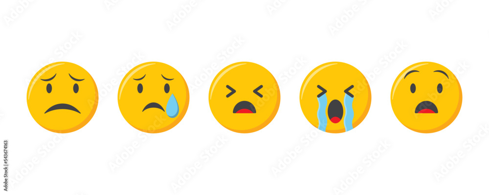 Fototapeta premium Emoji icons set. Sad Emoticons collection vector illustration