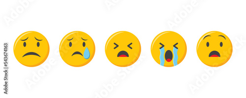 Emoji icons set. Sad Emoticons collection vector illustration