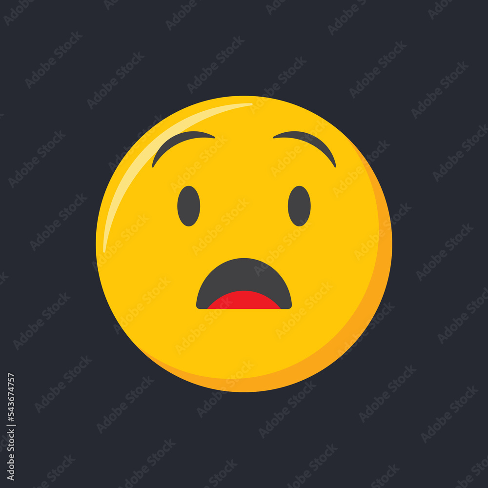 Emoji icon. Shocked face, scared emoticon vector illustration Emoji icon. Shocked face, scared emoticon vector illustration