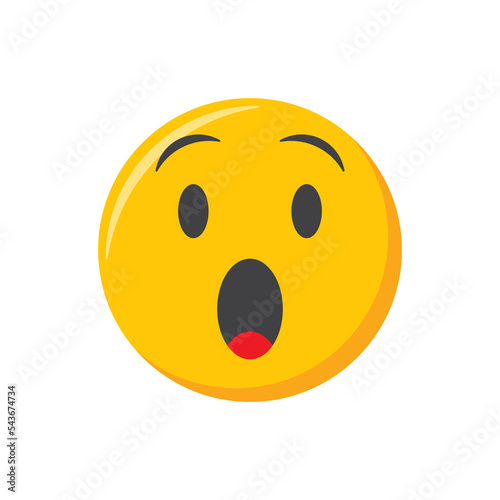 Emoji icon. Shocked face, scared emoticon vector illustration