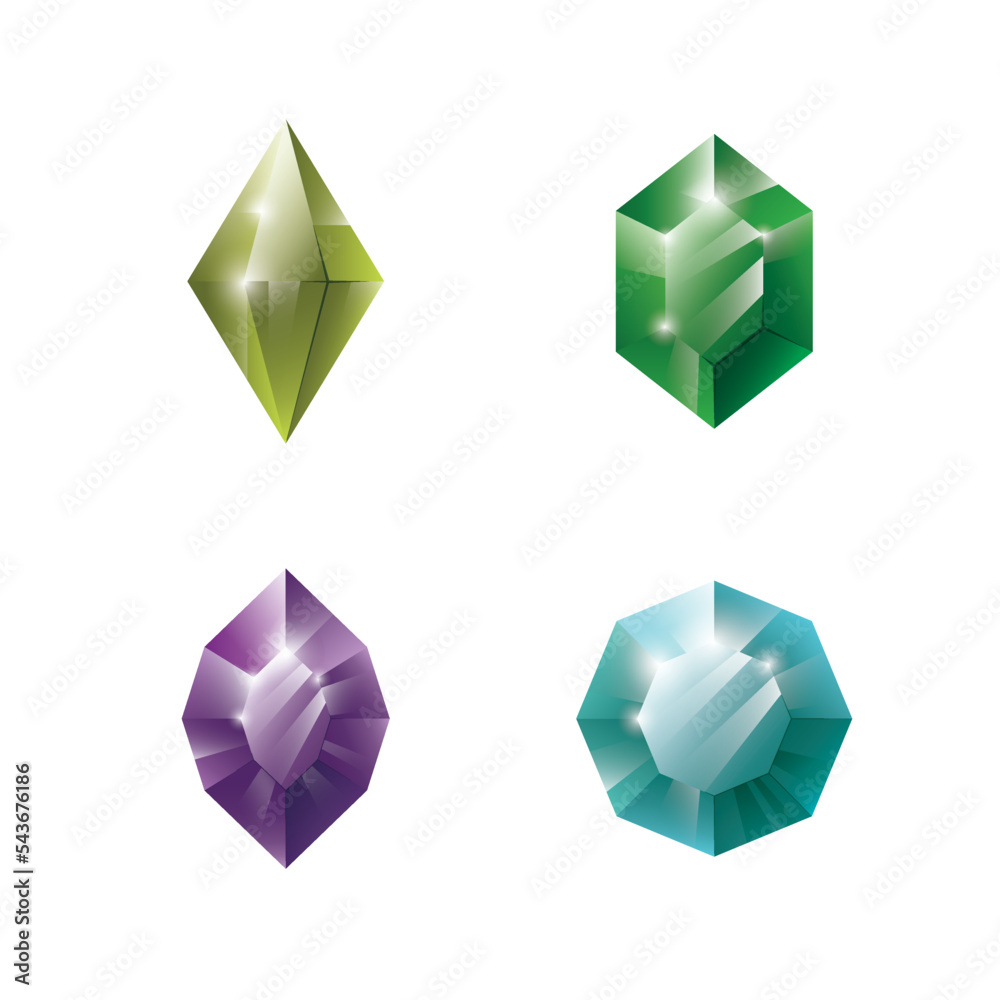 Gems and jewels set. Precious stones and diamonds collection, Game loot UI icons, vector illustration Gems and jewels set. Precious stones and diamonds collection, Game loot UI icons, vector illustration