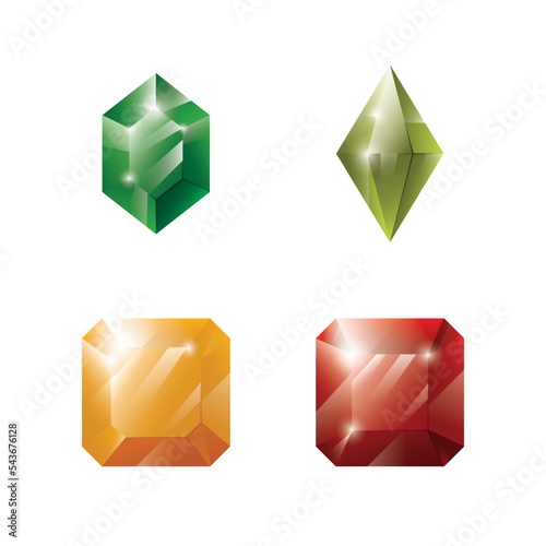 Gems and jewels set. Precious stones and diamonds collection, Game loot UI icons, vector illustration