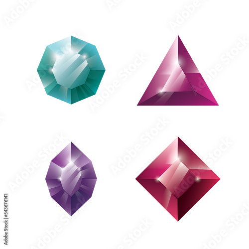 Gems and jewels set. Precious stones and diamonds collection, Game loot UI icons, vector illustration