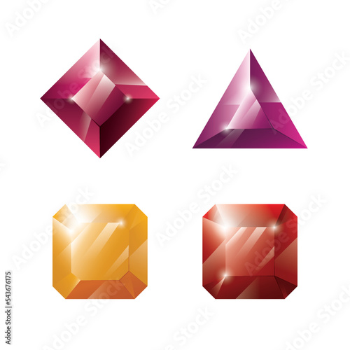 Gems and jewels set. Precious stones and diamonds collection, Game loot UI icons, vector illustration