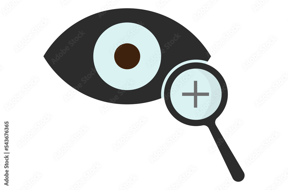 eye and magnifier with plus sign eye and magnifier with plus sign