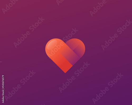 Gradient heart logo. Universal Valentines day wedding sign. Love cardiology logotype. Vector illustration.