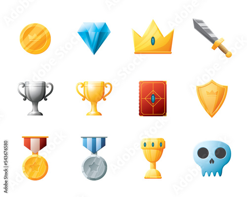 Game UI assets set. Gaming user interface icons collection. vector illustration