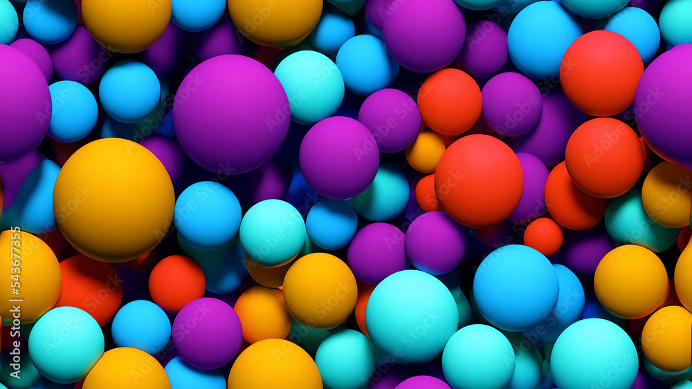 Abstract colorful background with spheres. Great for modern banner, poster, brochure, presentation design. Render