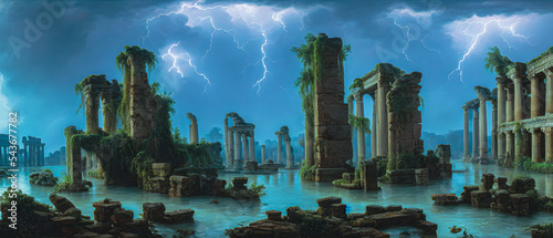 Slika na platnu Artistic concept painting of an ancient temple, background illustration