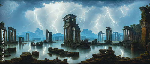 Fotografija Artistic concept painting of an ancient temple, background illustration
