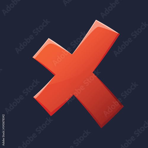 Game UI asset. Gaming user interface x mark icon. vector illustration