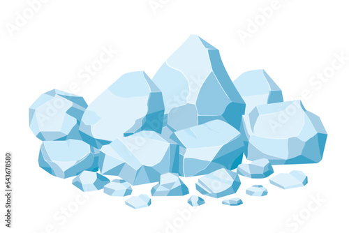 Rock and stones set. Different shape ice boulder collection. vector illustration