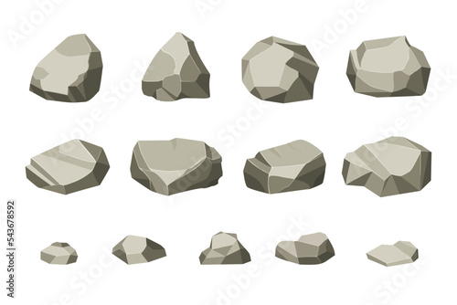 Rock and stones set. Different shape boulder collection. vector illustration photo