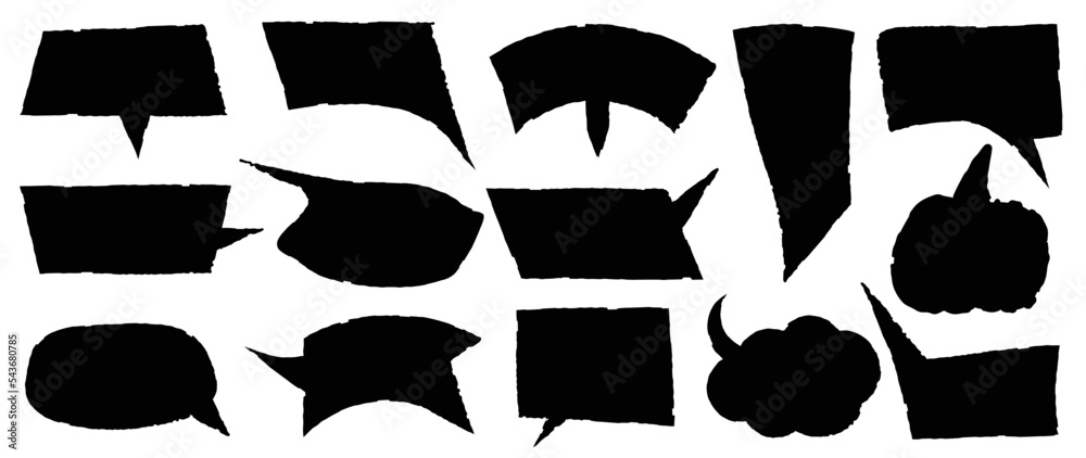 Set of black speech bubble vector on white background. Collection of ...