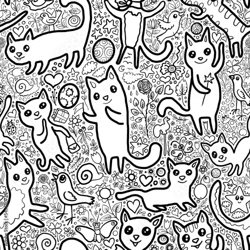 seamless pattern with cats