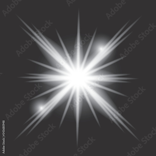 Wallpaper Mural White light glow effect, light rays. Radiant flash, lens flare, on dark background, vector illustration Torontodigital.ca