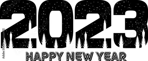 2023 Happy New Year Background Design. 2023 Happy New Year Lettering on white Background. Vector Illustration.
