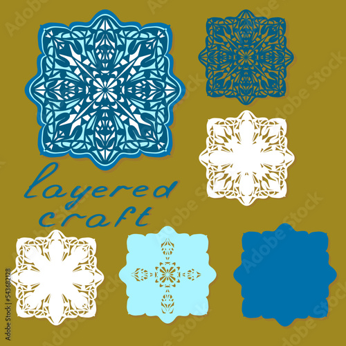 pattern layered craft on a braun background, design for laser cutting