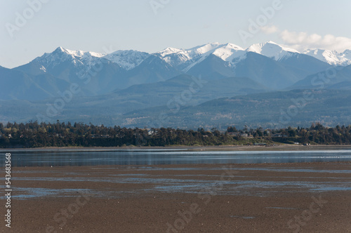 Olympic mountains shot from Dungeness Spit, Olympic Peninsula, USA