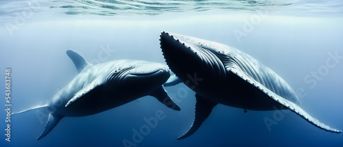 Artistic concept illustration of a abstract whale in the ocean, background illustration.