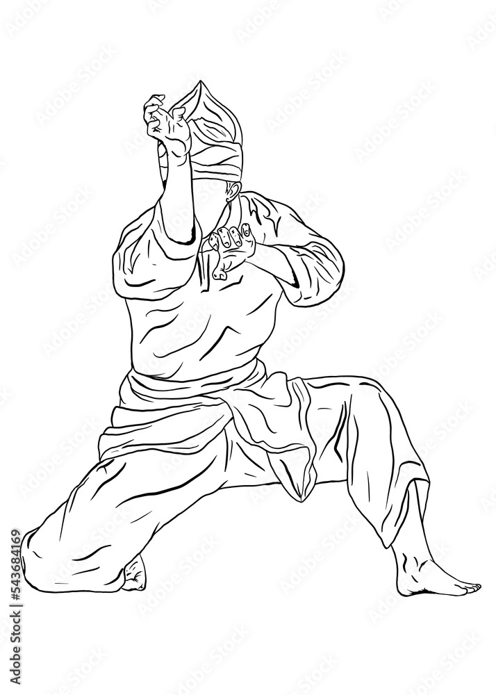 Pencak silat line art illustration Stock Illustration Adobe Stock