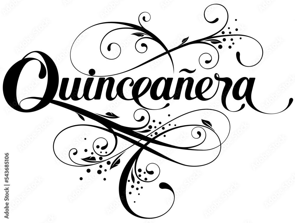Quinceanera custom calligraphy text Stock Vector Adobe Stock
