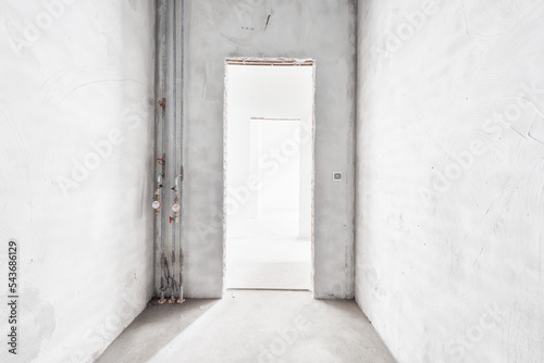 interior of the apartment without decoration in gray colors