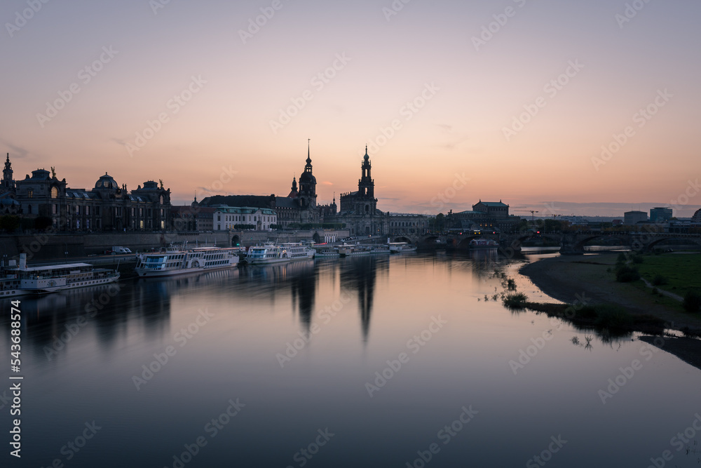 sunset over the city of dresden