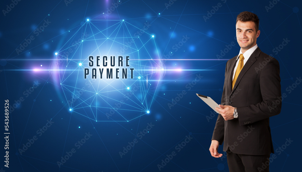 businessman thinking about security concept businessman thinking about security concept