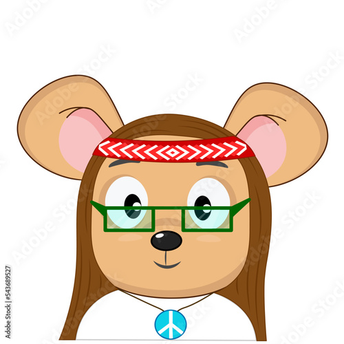 Cute little mouse in a hippie costume