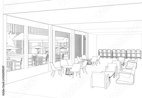 3D illustration of coffee shop