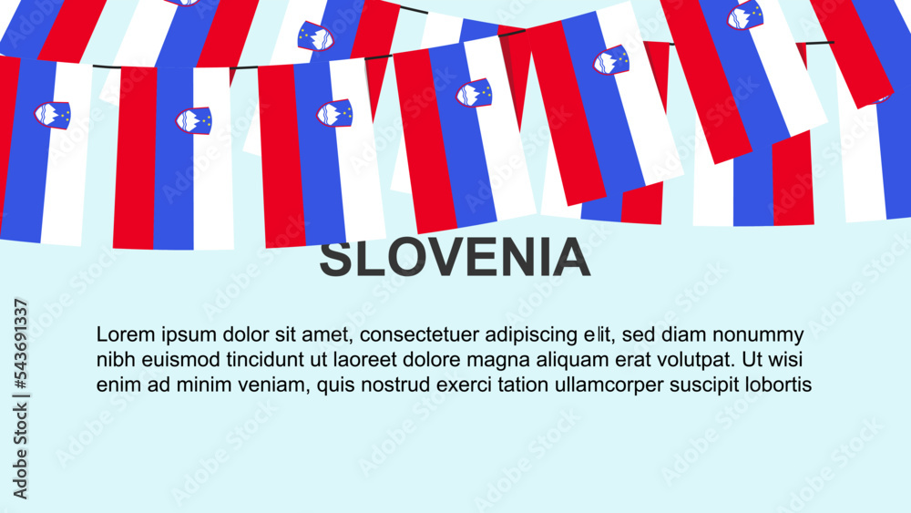Fototapeta premium Slovenia flags hanging on a rope, celebration and greeting concept, independence day