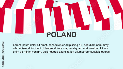 Poland flags hanging on a rope, celebration and greeting concept, independence day