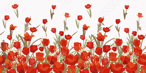 Floral seamless border. Vector design for paper and other use