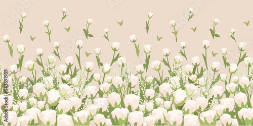 Floral seamless border. Vector design for paper and other use
