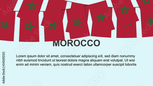 Morocco flags hanging on a rope, celebration and greeting concept, independence day