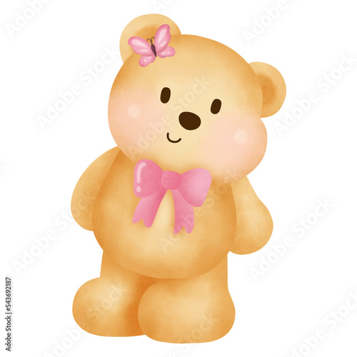 Watercolor cute bear  cute teddy bear.