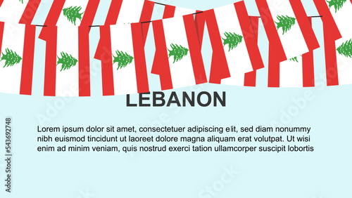 Lebanon flags hanging on a rope, celebration and greeting concept, independence day