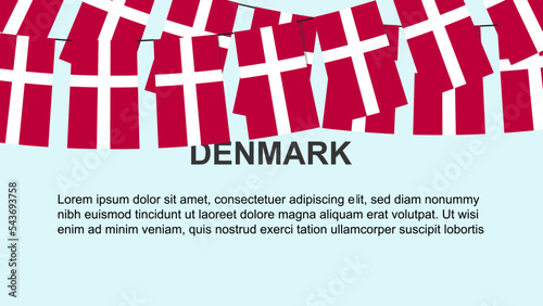 Denmark flags hanging on a rope, celebration and greeting concept, independence day