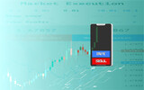 Online trading on mobile. Stock and forex trading market with smartphone, vector and illustration.