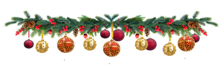 Christmas garland on white