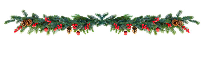 Christmas garland on white