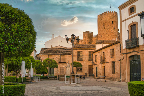 Plaza de la Constitución en la villa medieval de Baños de la Encina, provincia de Jaén, España photo