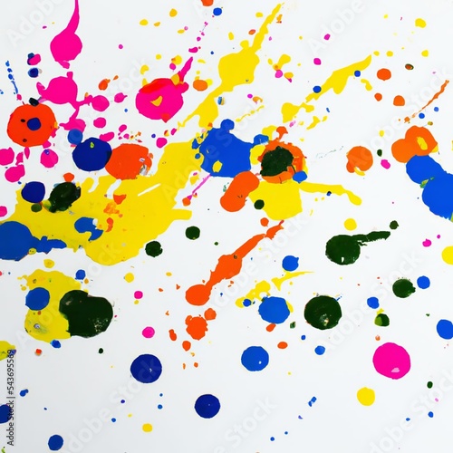 Abstract colourful paint splatters isolated on a white background
