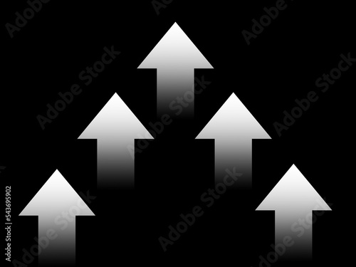 white arrow on black background