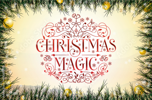 Christmas Magic Lettering Poster Background postcard typography invitation saying elegant