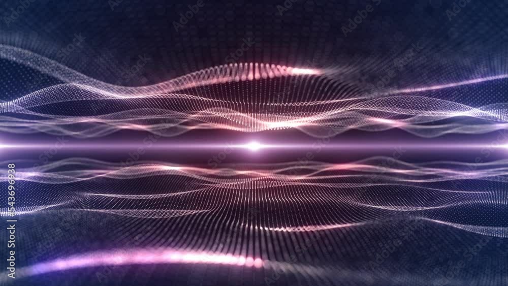 This stock motion graphic shows the undulating slow motion of glowing bright particles on a dark background. This abstract background will decorate your projects. This stock motion graphic shows the undulating slow motion of glowing bright particles on a dark background. This abstract background will decorate your projects.