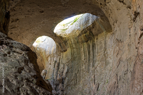 Fototapeta Naklejka Na Ścianę i Meble -  Prohodna cave known as God's eyes, Bulgaria