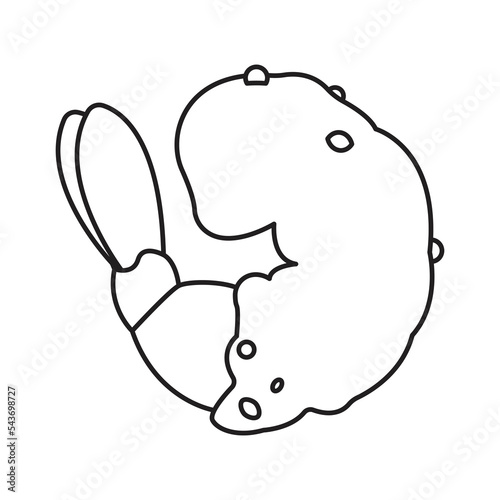 Fried shrimp line icon vector food symbol sign